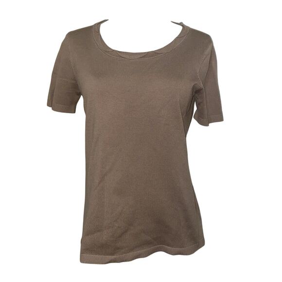 Pendleton Silk Blend Brown Short Sleeve Top  Small Petite - Picture 1 of 7